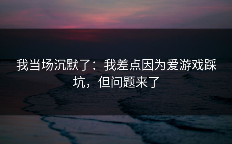 我当场沉默了:我差点因为爱游戏踩坑,但问题来了 我当场沉默了:我差点因为爱游戏踩坑,但问题来了